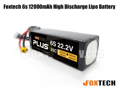 Foxtech 6s 12000mAh High Discharge Lipo Battery 