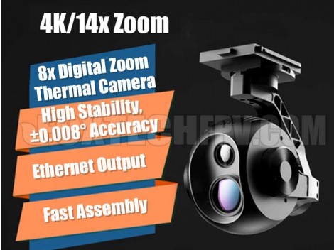 Foxtech EH640C 4K 14x Zoom IR Thermal Camera with 3-axis Gimbal (Temperature Measuring Version) 