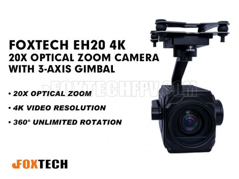 Foxtech EH20 4K 20X Optical Zoom Camera With 3-Axis Gimbal