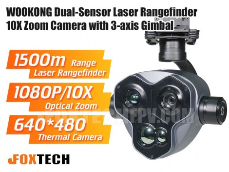 WOOKONG Dual-Sensor Laser Rangefinder 10X Zoom Camera with 3-axis Gimbal (stop production)