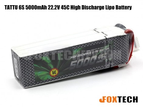 TATTU 6S 5000mAh 22.2V 45C High Discharge Lipo Battery 