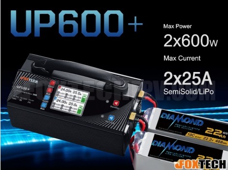 FOXTECH UP600+ Dual Channels SemiSolid/LiPo Charger For Big Drones