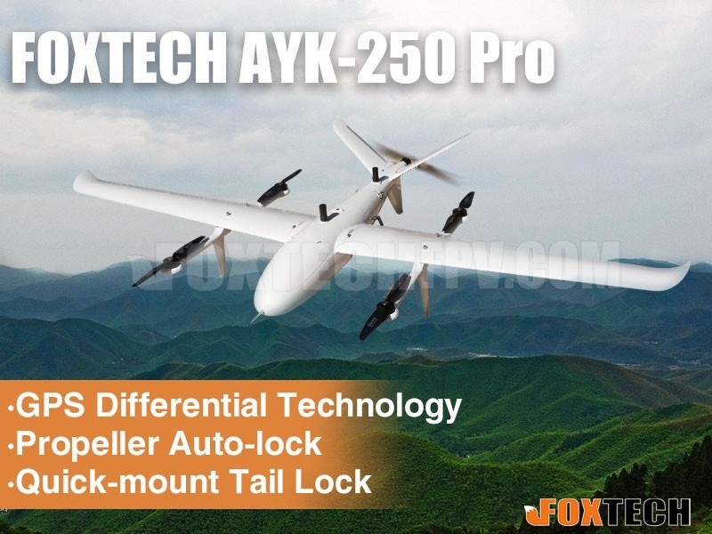 Foxtech AYK-250 Pro DGPS Quick-mount VTOL using Differential GPS for ...