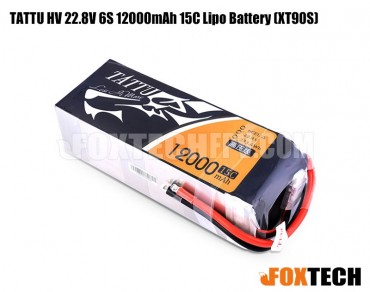 TATTU HV 22.8V 6S 12000mAh 15C Lipo Battery (XT90S)