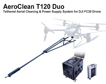 AeroClean T120 Duo Tethered Aerial Cleaning & Power Supply System for DJI FC30 Drone