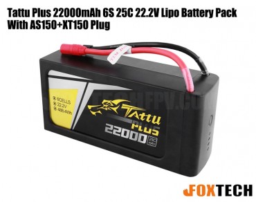 Tattu Plus 22000mAh 6S 25C 22.2V Lipo Battery Pack With AS150+XT150 Plug