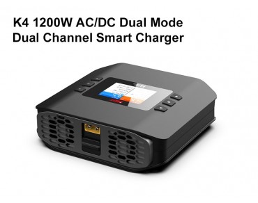 K4 1200W AC/DC Dual Mode Dual Channel Smart Charger for LiFe/Li-ion/LiPo/LiHv/Pb/NiMH/Cd Battery