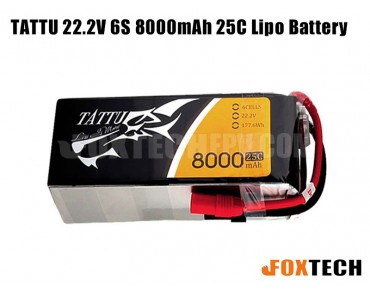 TATTU 22.2V 6S 8000mAh 25C Lipo Battery with Amass AS150 Discharge Connector