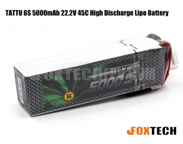 TATTU 6S 5000mAh 22.2V 45C High Discharge Lipo Battery 