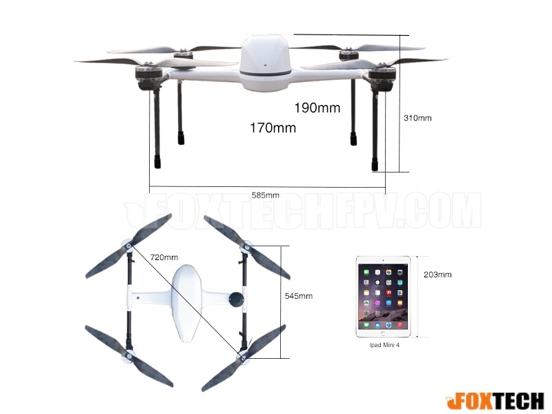 Foxtech Swan long endurance quadcopter drone for inspection ...