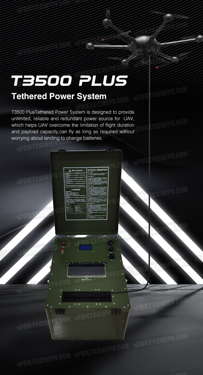 T3500 Plus Tethered Power System providing unlimited, reliable and redundant power source for drones